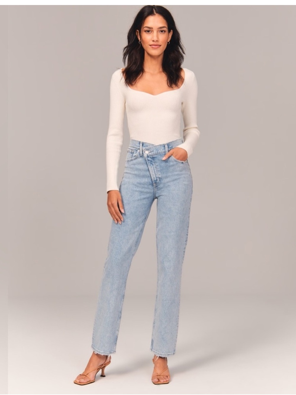 Abercrombie High-Rise Dad Jeans Criss Cross Front